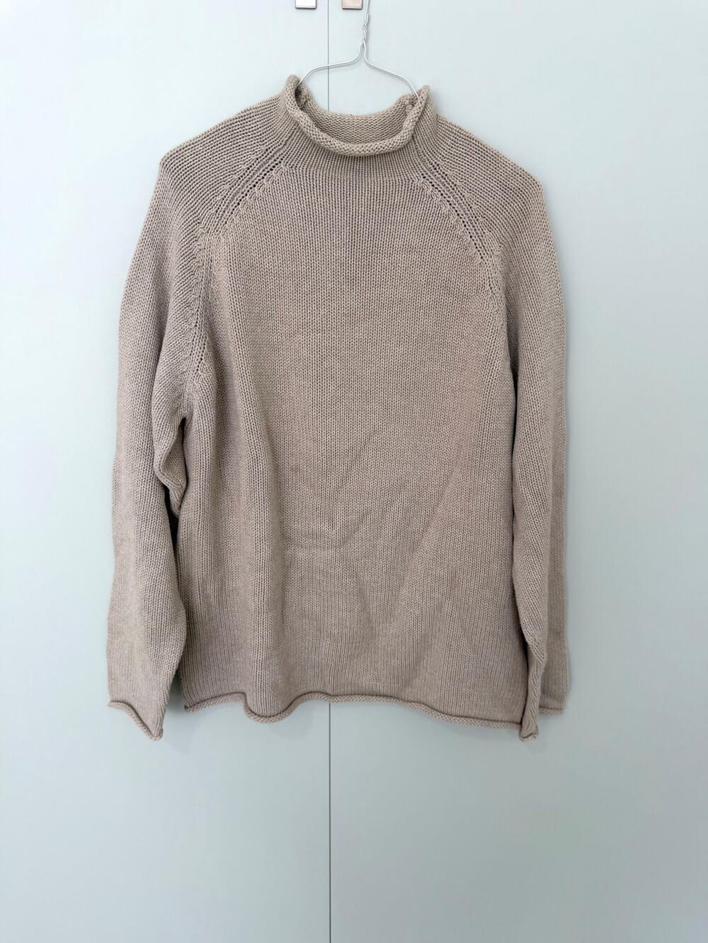 J.CREW Vintage Unisex Cotton Roll Sleeve Sweater in Oatmeal 61156